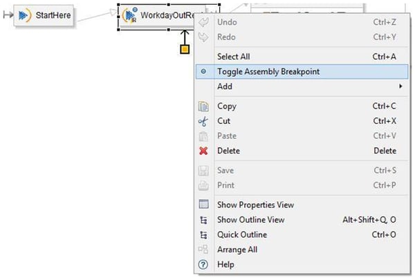 Toggle assembly breakpoint